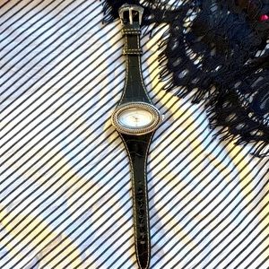 Vintage Sterling Silver ECCLISSI Art Deco Leather Watch